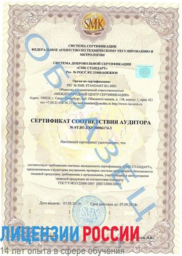 Образец сертификата соответствия аудитора №ST.RU.EXP.00006174-3 Вешенская Сертификат ISO 22000